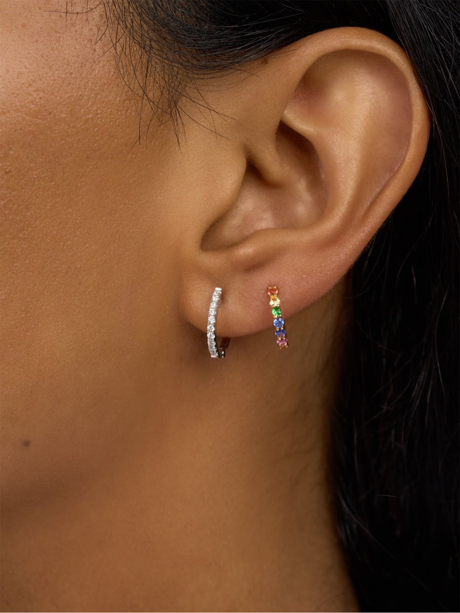 Skinny Rainbow Sapphire Earrings
