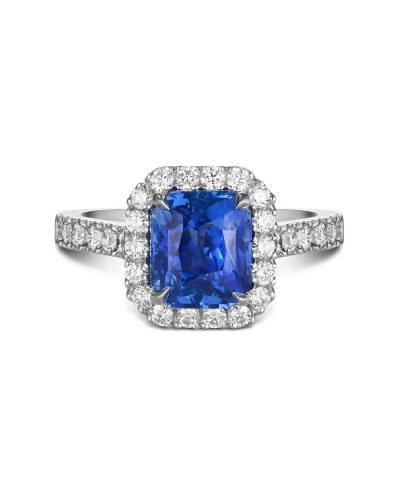 Natural Blue Sapphire Platinum Ring