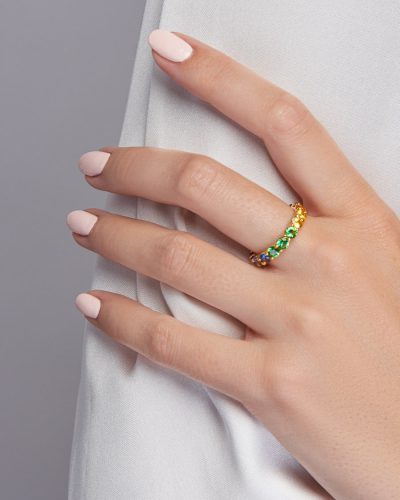 Rainbow Sapphire Eternity Ring - Chunky Gradient