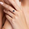 Blue Sapphire Hex Ring