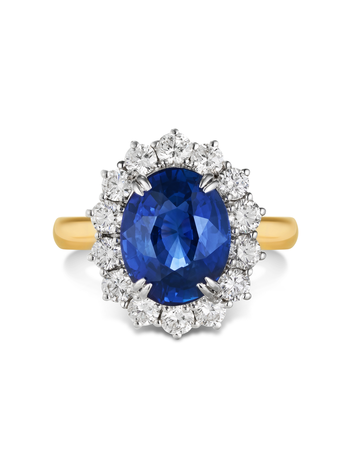 5 Carat Natural Blue Sapphire & Diamond Cluster Ring
