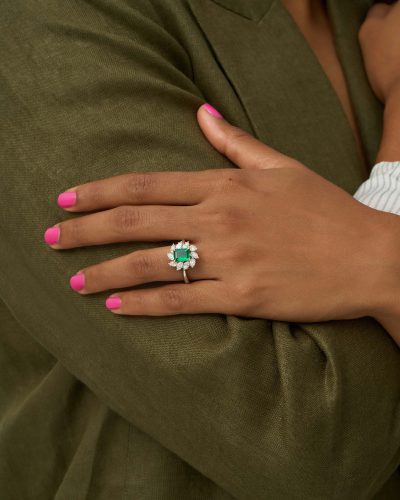 Natural Emerald & Diamond Ring