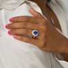 5 Carat Natural Blue Sapphire & Diamond Cluster Ring