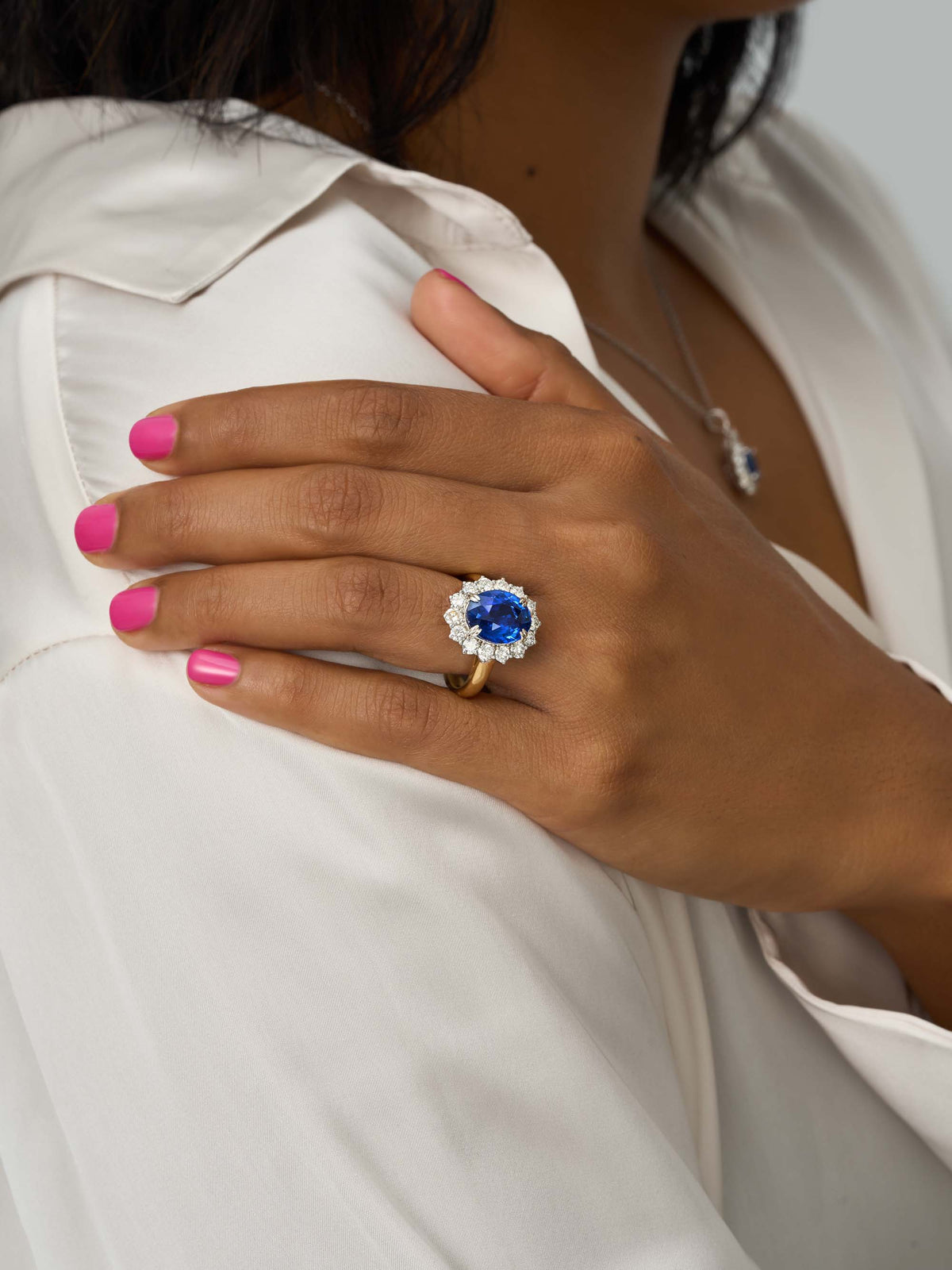 5 Carat Natural Blue Sapphire & Diamond Cluster Ring