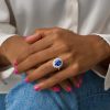 5 Carat Natural Blue Sapphire & Diamond Cluster Ring