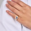 Blue Sapphire & Diamond Signet Ring