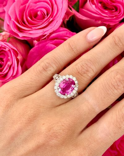 Natural 3.8 Carat Pink Sapphire Ring - GRS Certified