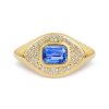 Blue Sapphire & Diamond Signet Ring