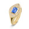 Blue Sapphire & Diamond Signet Ring